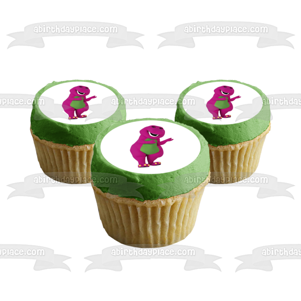 Barney gran dinosaurio morado con modales decoración comestible para tarta imagen ABPID09070 