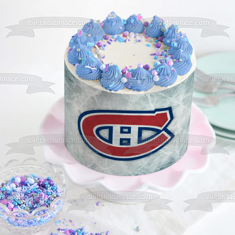 Montreal Canadiens Logo Professional Ice Hockey Team Montreal Quebec NHL Edible Cake Topper Image ABPID09086