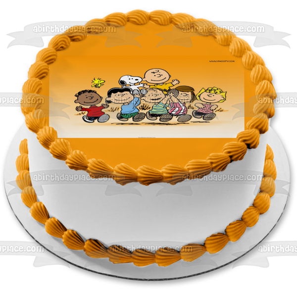 Peanuts Charlie Brown Snoopy Woodstock Linus Peppermint Patty Decoración comestible para tarta Imagen ABPID08952 