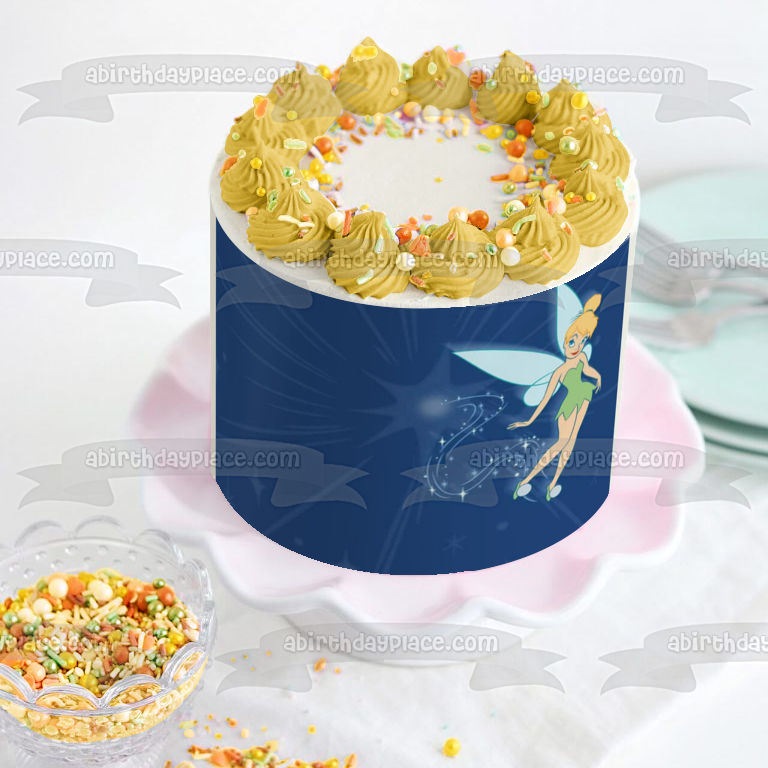 Walt Disney Tinker Bell Hada Estrella Azul Fondo Imagen comestible para decoración de tarta ABPID09094 