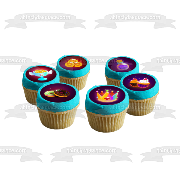 Game Icons Birthday Loot Crowns Cupcakes Donuts Edible Cupcake Topper Images ABPID55527