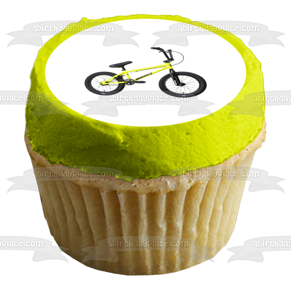 Yellow and Black Bicycle Edible Cake Topper Image ABPID09371