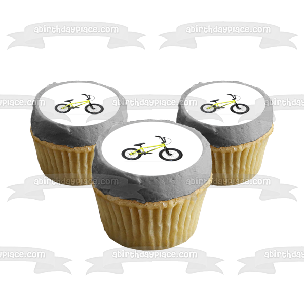 Yellow and Black Bicycle Edible Cake Topper Image ABPID09371