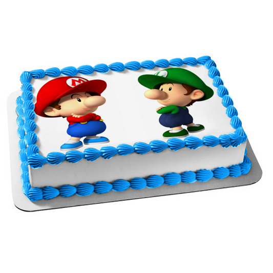 Baby Mario and Baby Luigi Nintendo Video Game Edible Cake Topper Image ABPID09394