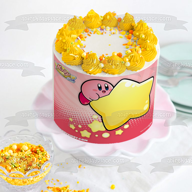 Kirby Super Star Ultra Videojuego Estrella Amarilla Decoración Comestible Para Tarta Imagen ABPID09118 