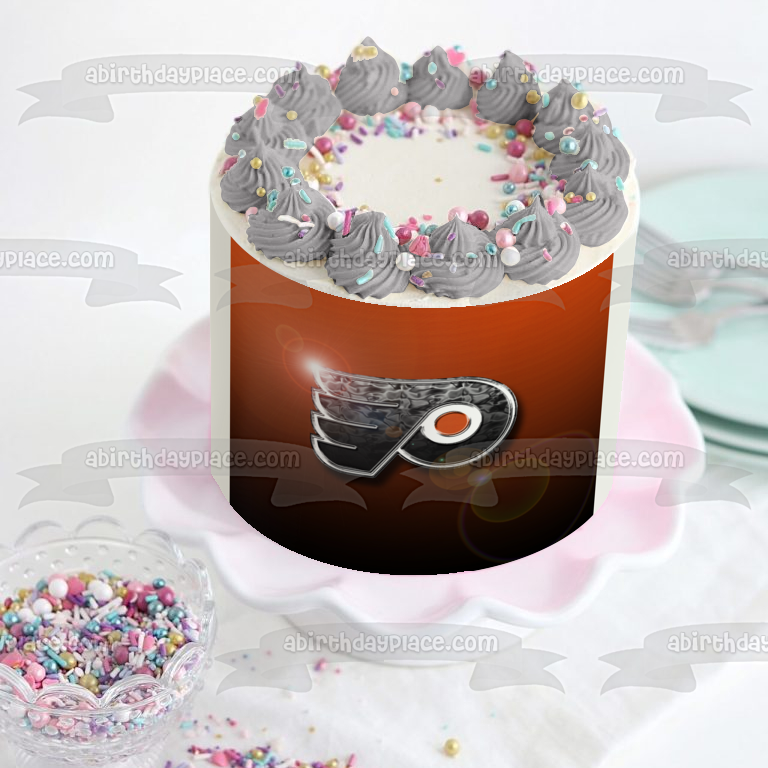 The Philadelphia Flyers Logo Sports Professional Ice Hockey Team NHL Edible Cake Topper Image ABPID09124