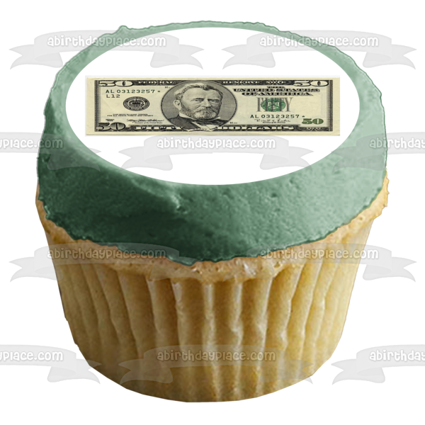 Billete de 50 dólares de los Estados Unidos de América Imagen de decoración comestible para tarta de 50 dólares ABPID09416 