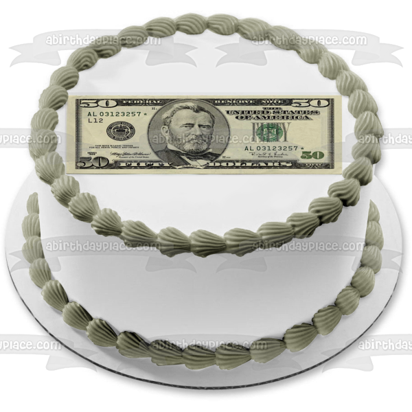 Billete de 50 dólares de los Estados Unidos de América Imagen de decoración comestible para tarta de 50 dólares ABPID09416 