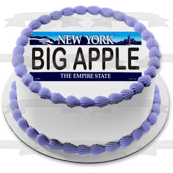 Imagen de decoración comestible para tarta con placa de matrícula del Empire State de la Gran Manzana de Nueva York ABPID09426 