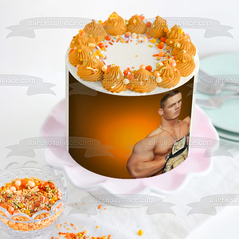 John Cena WWE Professional Wrestling Edible Cake Topper Image ABPID09136