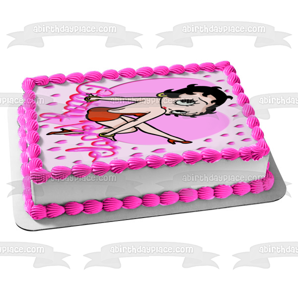 Adorno comestible para tarta con corazones rosas de Betty Boop, imagen ABPID09476 