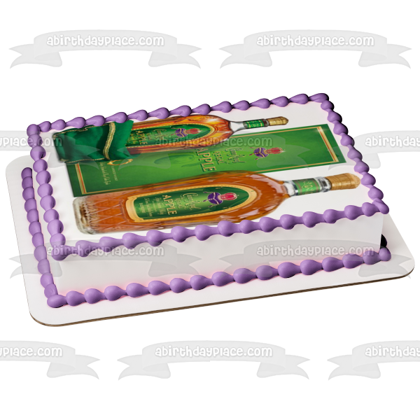 Crown Royal Regal Apple Flavored Whiskey Bottles and Box Edible Cake Topper Image ABPID09548