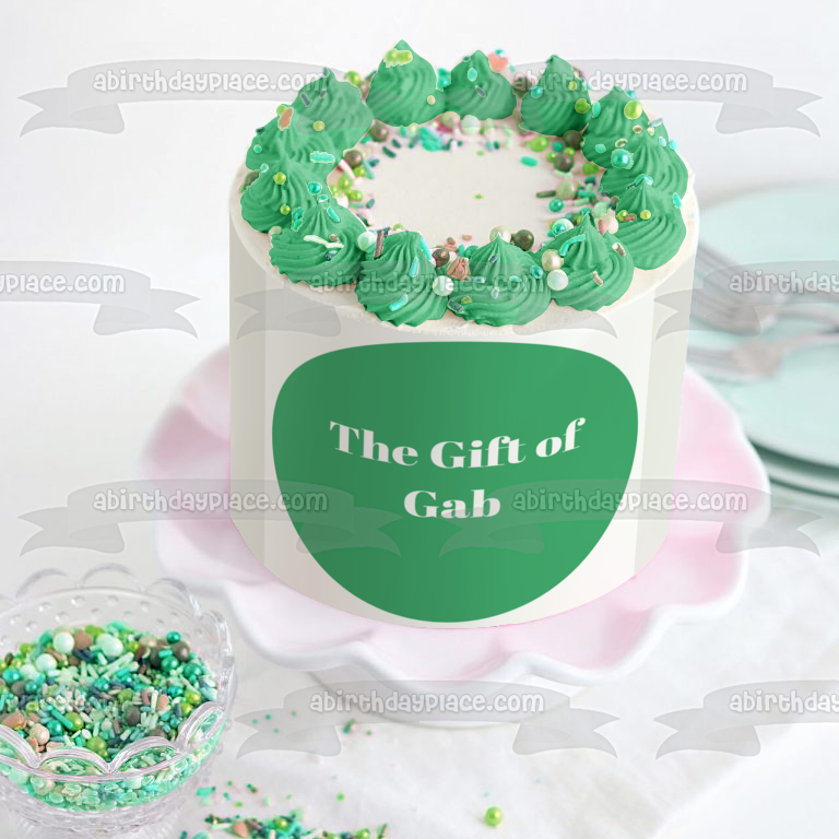 Imagen comestible para decoración de tarta con fondo verde del regalo de Gab ABPID09570 