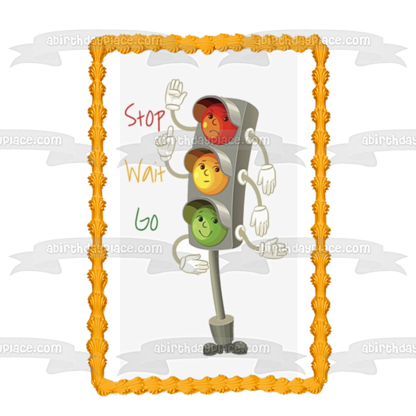 Traffic Light Stop Wait Go Edible Cake Topper Image ABPID09604