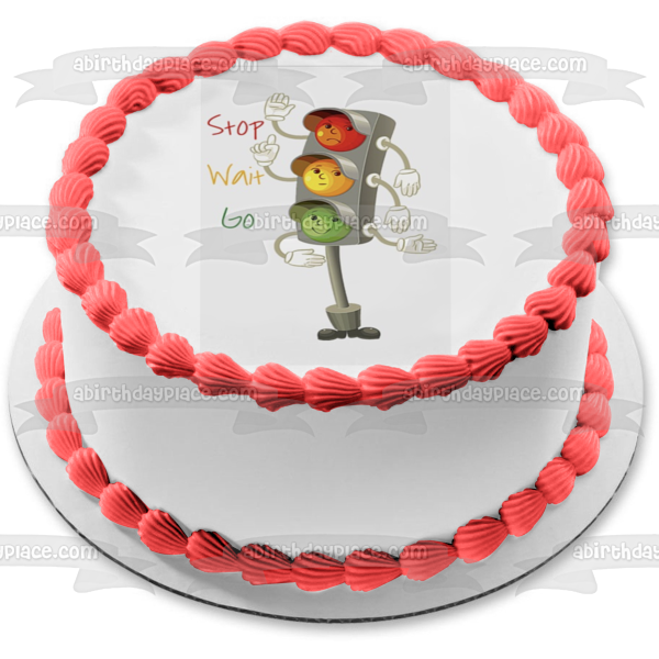 Traffic Light Stop Wait Go Edible Cake Topper Image ABPID09604