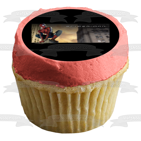 Spider-Man Crouching on Edge of Building Edible Cake Topper Image ABPID09159