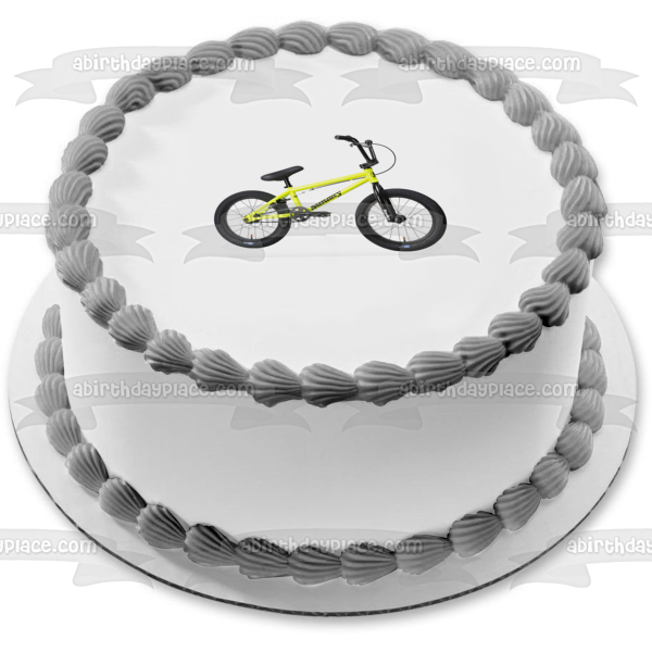 Decoración comestible para tarta amarilla con bicicleta de domingo, imagen ABPID09694 