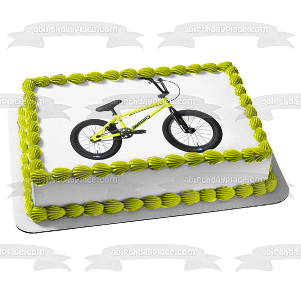 Decoración comestible para tarta amarilla con bicicleta de domingo, imagen ABPID09694 