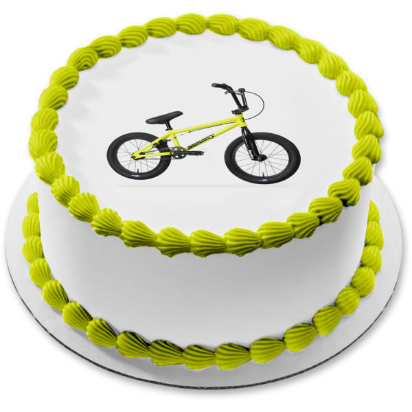 Decoración comestible para tarta amarilla con bicicleta de domingo, imagen ABPID09694 