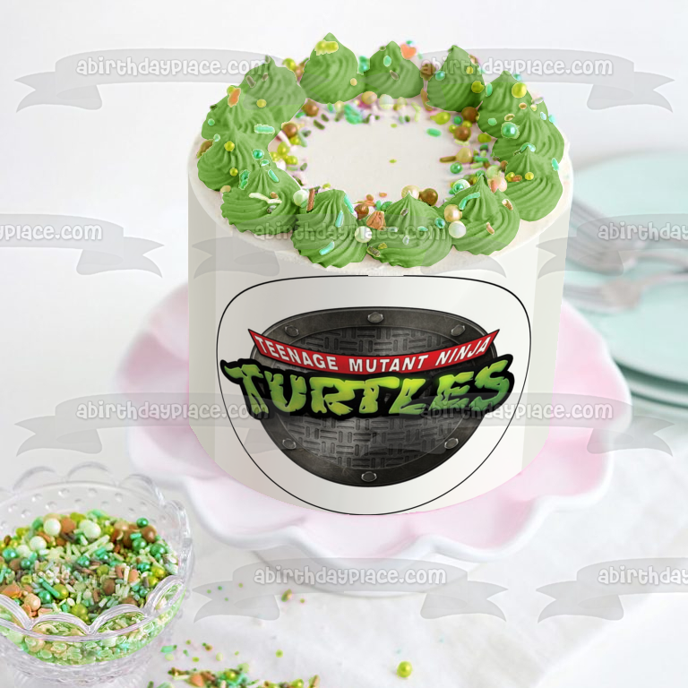 Teenage Mutant Ninja Turtles Logo Sewer Cover Edible Cake Topper Image ABPID09739