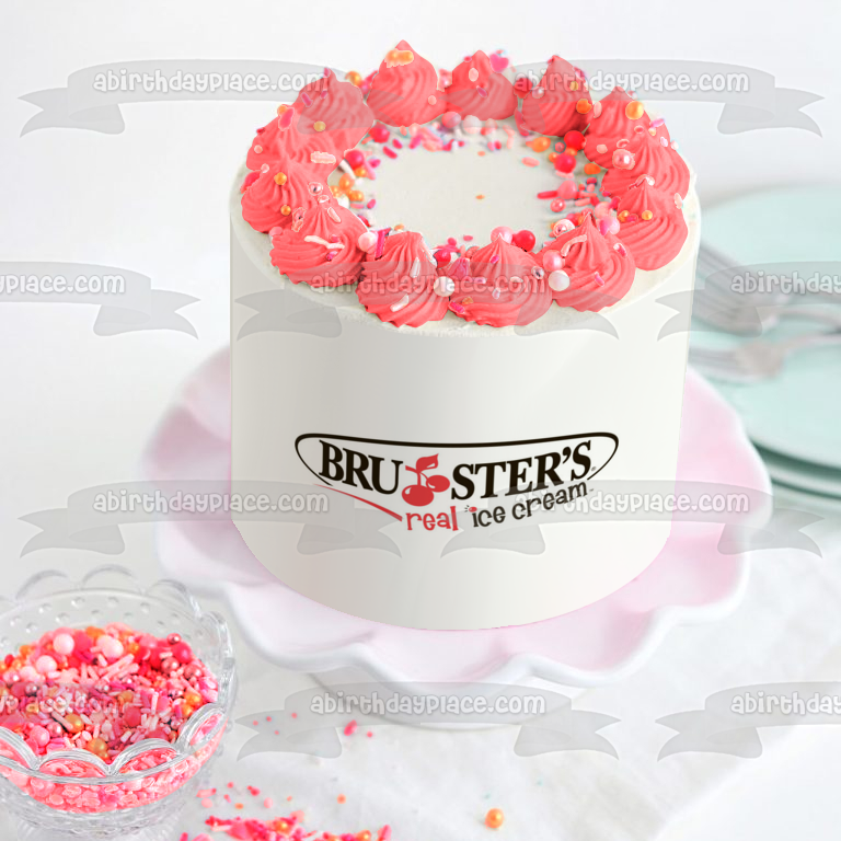 Brusters Real Ice Cream Logo Edible Cake Topper Image ABPID09748