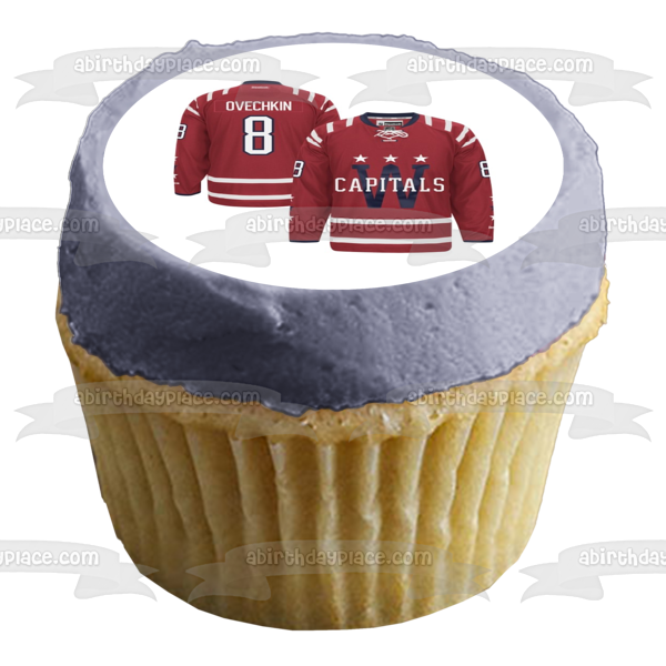 Washington Capitals Logo NHL National Hockey League Ovechkin Jersey Edible Cake Topper Image ABPID09775