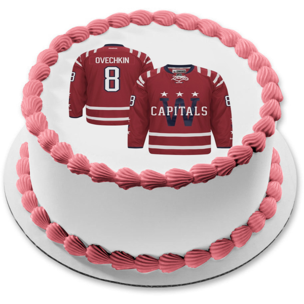 Washington Capitals Logo NHL National Hockey League Ovechkin Jersey Edible Cake Topper Image ABPID09775