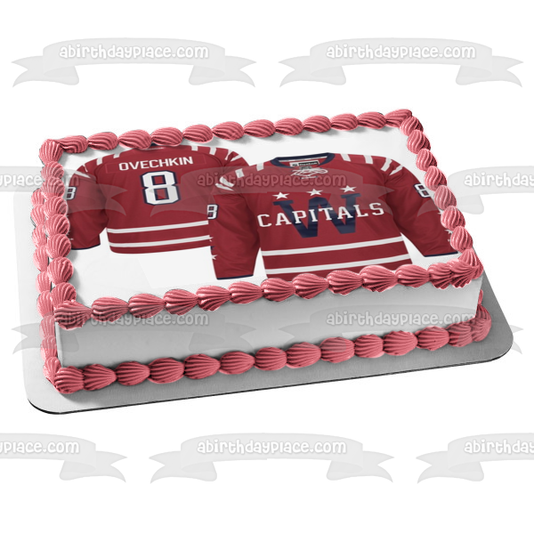 Washington Capitals Logo NHL National Hockey League Ovechkin Jersey Edible Cake Topper Image ABPID09775