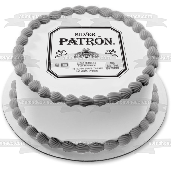 Silver Patrón Tequila the Patron Spirits Company Las Vegas Nevada Edible Cake Topper Imagen ABPID09190 