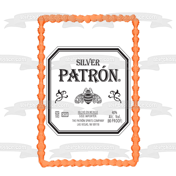 Silver Patrón Tequila the Patron Spirits Company Las Vegas Nevada Edible Cake Topper Imagen ABPID09190 