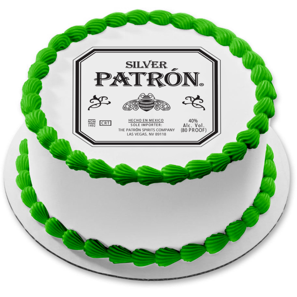 Silver Patrón Tequila the Patron Spirits Company Las Vegas Nevada Edible Cake Topper Imagen ABPID09190 