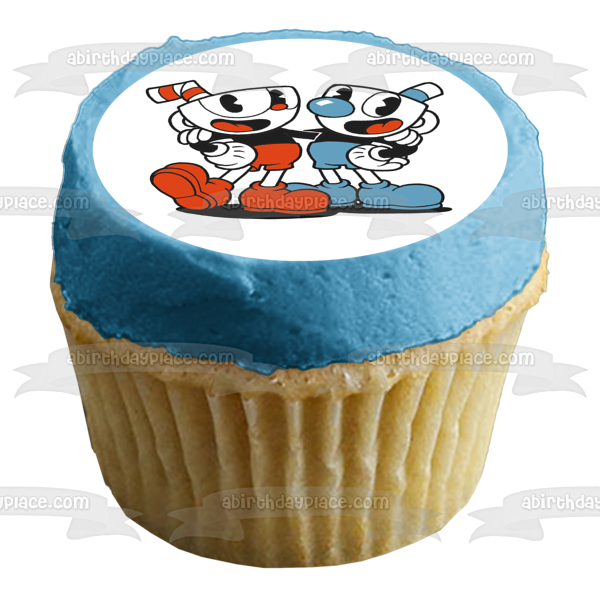 Imagen comestible para decoración de tarta de Cuphead y Mugman ABPID50303 