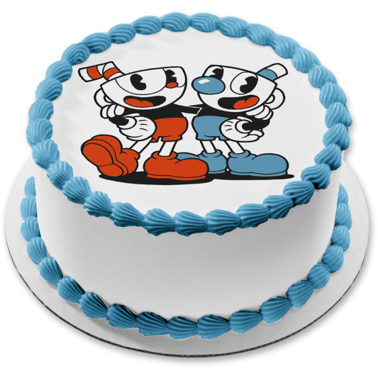 Imagen comestible para decoración de tarta de Cuphead y Mugman ABPID50303 