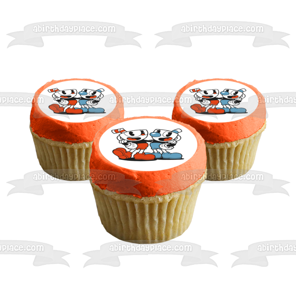 Imagen comestible para decoración de tarta de Cuphead y Mugman ABPID50303 