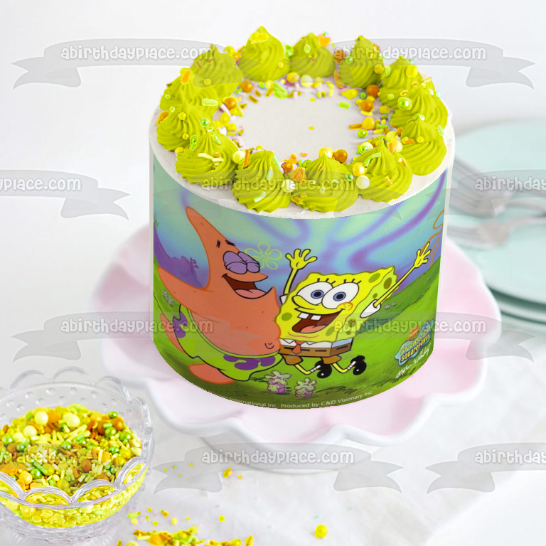 Bob Esponja Pantalones Cuadrados Bob Esponja Pantalones Cuadrados Patrick Pecho Bump Adorno comestible para tarta Imagen ABPID09211 