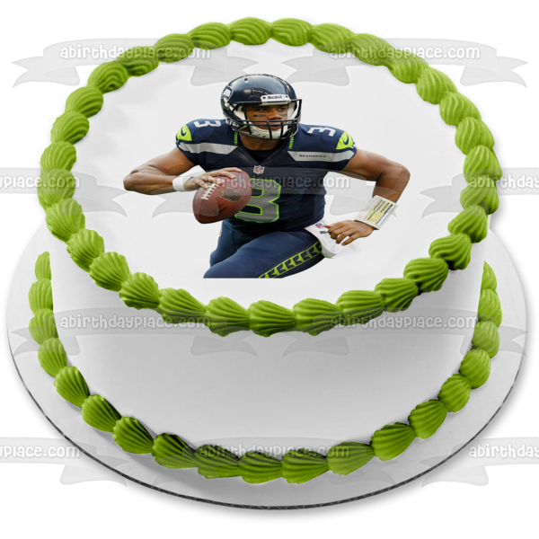 Seattle Seahawks NFL Russel Wilson - Decoración comestible para tarta de fútbol, ​​imagen ABPID09945 