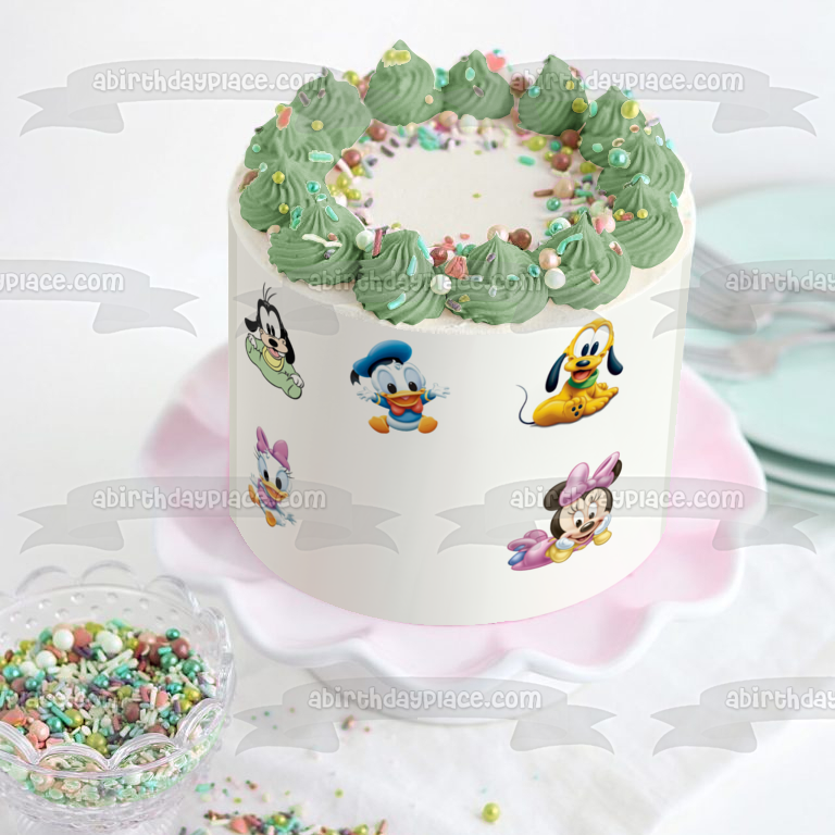 Disney Babies Goofy Plutón Pato Donald Daisy Duck Minnie Mouse Adorno comestible para tarta Imagen ABPID09998 