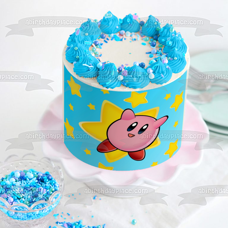 Kirby Super Star Videojuego Nintendo Edible Cake Topper Imagen ABPID09244 