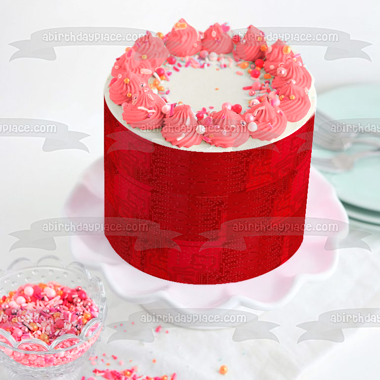 Red Woven Background Edible Cake Topper Image ABPID10098