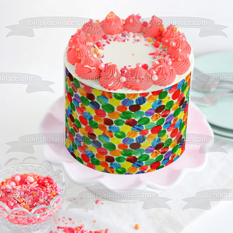 Colorful Dots Pattern Background Edible Cake Topper Image ABPID10099