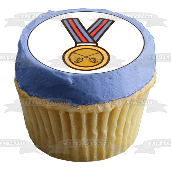 Stock Birthday Medal with golden cake