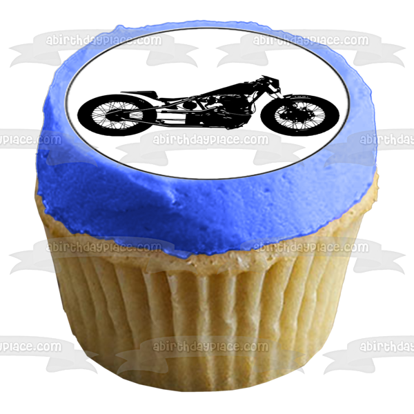 Vintage Motorcycle Silhouettes Edible Cupcake Topper Images ABPID55587