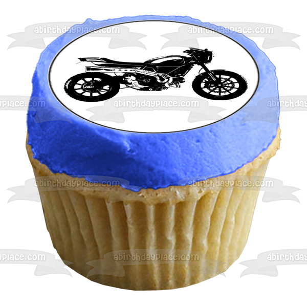 Vintage Motorcycle Silhouettes Edible Cupcake Topper Images ABPID55587