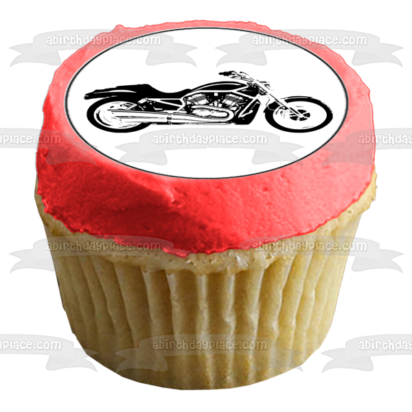 Vintage Motorcycle Silhouettes Edible Cupcake Topper Images ABPID55587