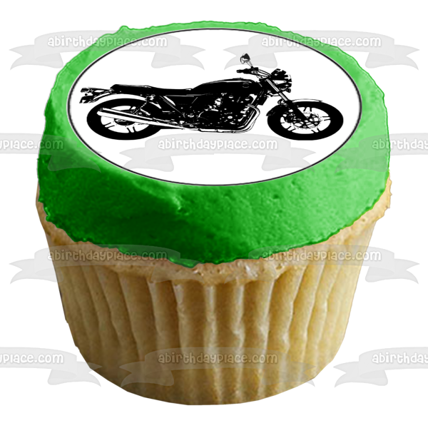 Vintage Motorcycle Silhouettes Edible Cupcake Topper Images ABPID55587