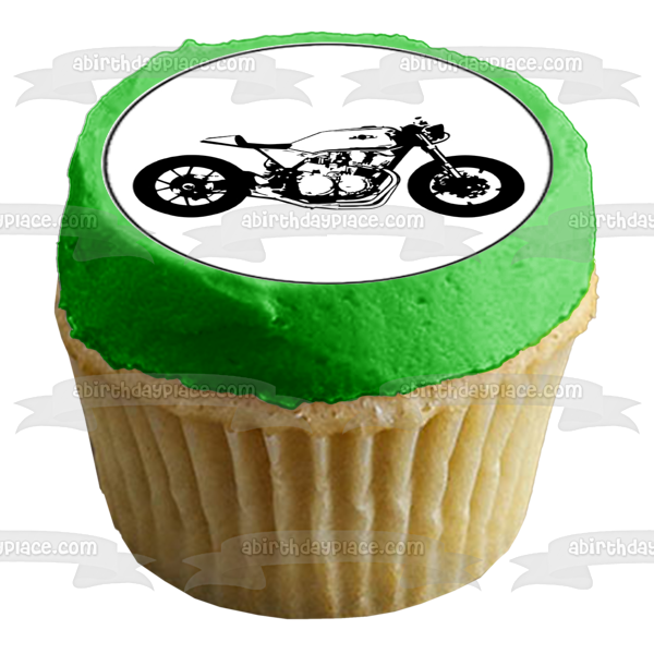 Vintage Motorcycle Silhouettes Edible Cupcake Topper Images ABPID55587