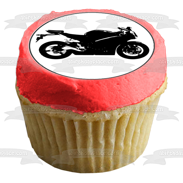 Vintage Motorcycle Silhouettes Edible Cupcake Topper Images ABPID55587