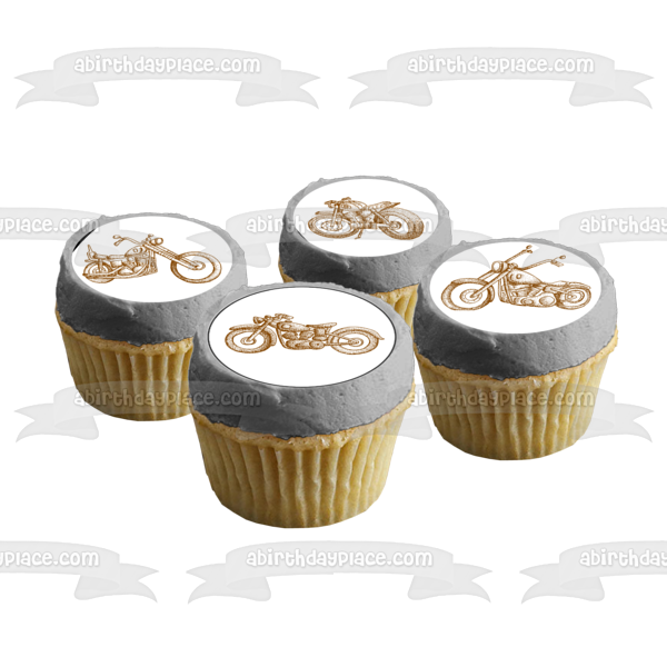 Vintage Classic Motorcycles Edible Cupcake Topper Images ABPID55585