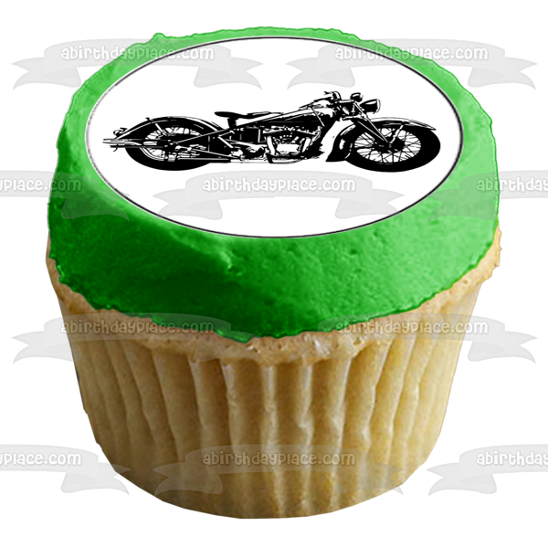 Vintage Motorcycle Silhouettes Edible Cupcake Topper Images ABPID55588