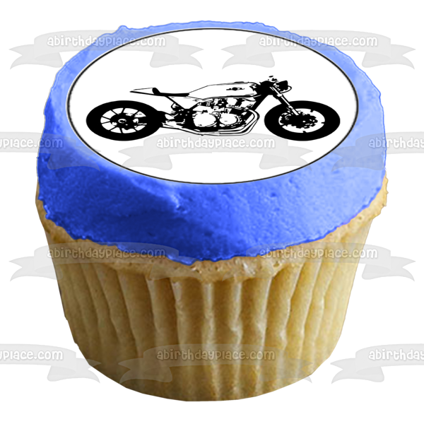 Vintage Motorcycle Silhouettes Edible Cupcake Topper Images ABPID55588